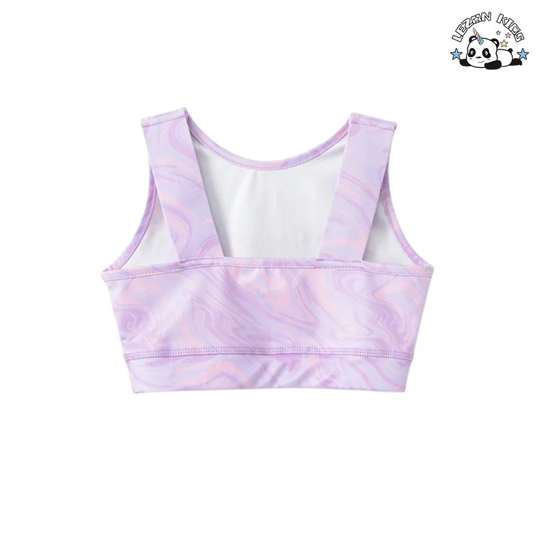 LEZONKIDS - New Customized Metallic Printing Vest and Legging Two Pieces Outfits Kids Jogger Set for Summer